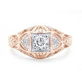 thumbnail image 2 of Round Cut White Cubic Zirconia Milgrain Art Deco Engagement Ring In 14K Rose Gold Plated 925 Sterling Silver (Color: White, Clarity: VVS1-VVS2, 0.09 Cttw) -9, 2 of 7