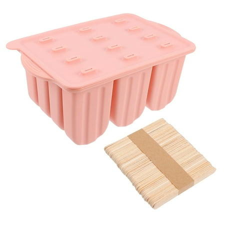 

WORGEOUS 2pcs 12 Grids Ice Cream Mold DIY Ice Cream Making Tool Popsicle Mold with Sticks