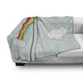 thumbnail image 3 of Cloud Soft Flannel Fleece Throw Blanket, Doodle of a Girl on Ladder Painting Rainbow with Clouds on Pale Toned Background, Cozy Plush for Indoor and Outdoor Use, 60" x 80", Multicolor, by Ambesonne, 3 of 6