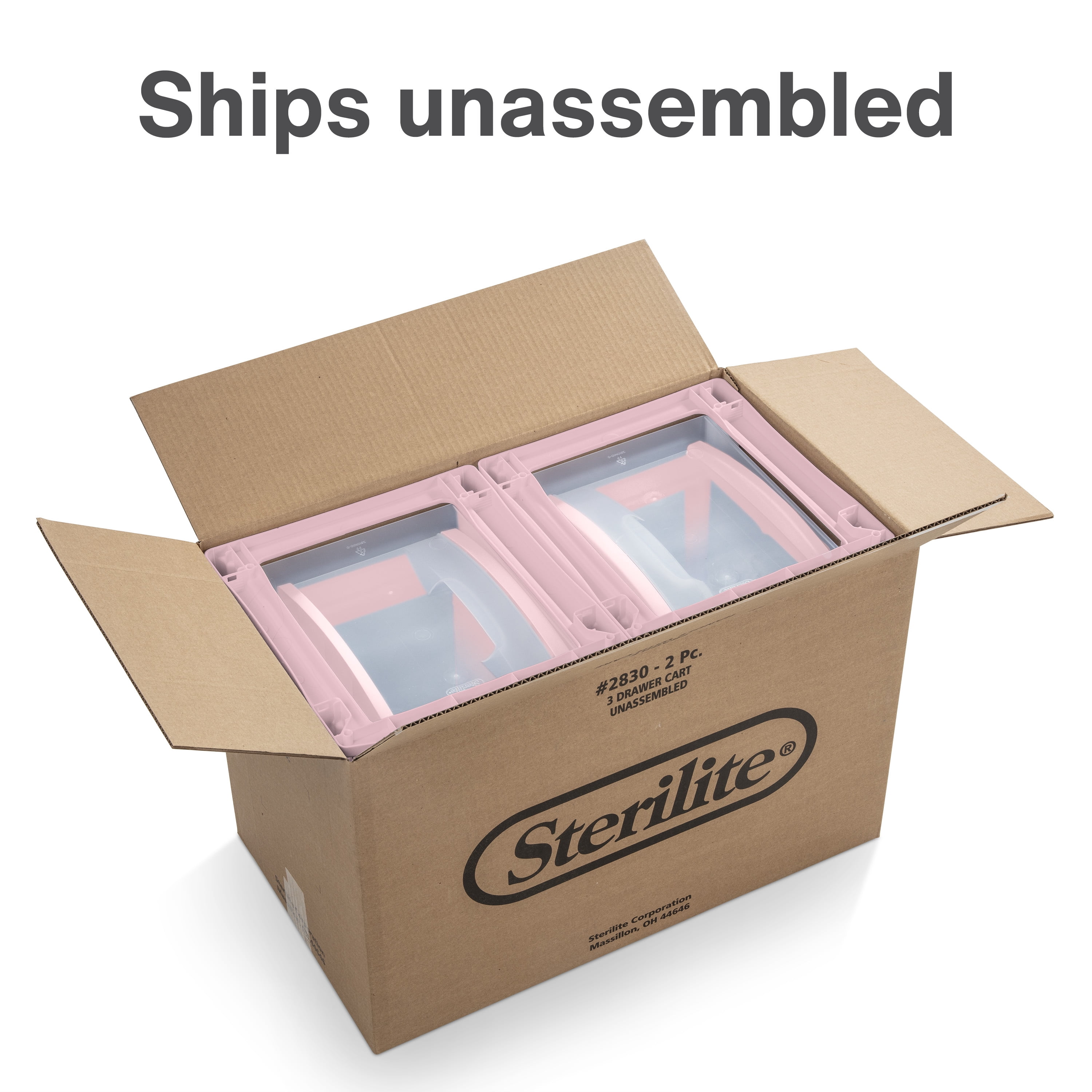 Sterilite Plastic 3 Drawer Cart Blush Pink Set of 2