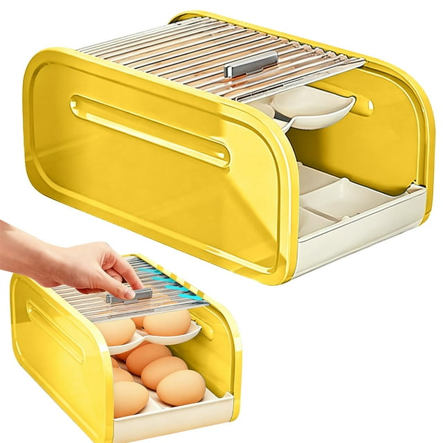1Pc Egg Holder for Fridge,Automatic Rolling Storage Dispenser for Freezer Kitchen Pantry,Countertop Egg Storage Box,Cabinet Organizer for Home Restaurant,D