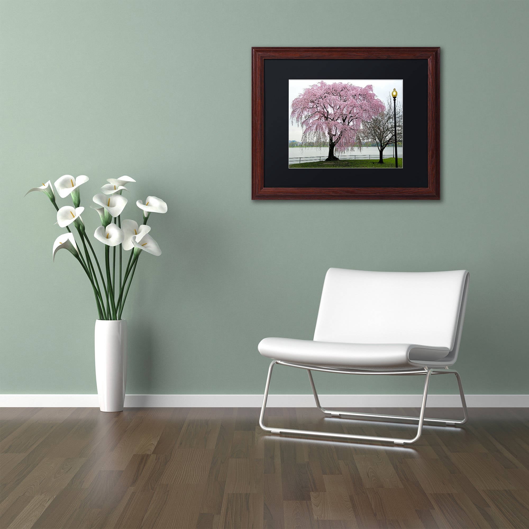 Trademark Fine Art "Cherry Tree" Canvas Art by CATeyes, Black Matte, Wood Frame