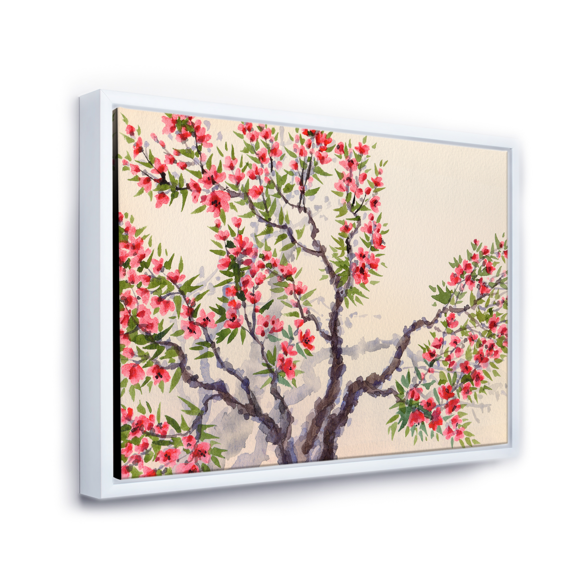 Designart 'The Blossoming Tree With Red Flowers I' Traditional Framed Canvas Wall Art Print