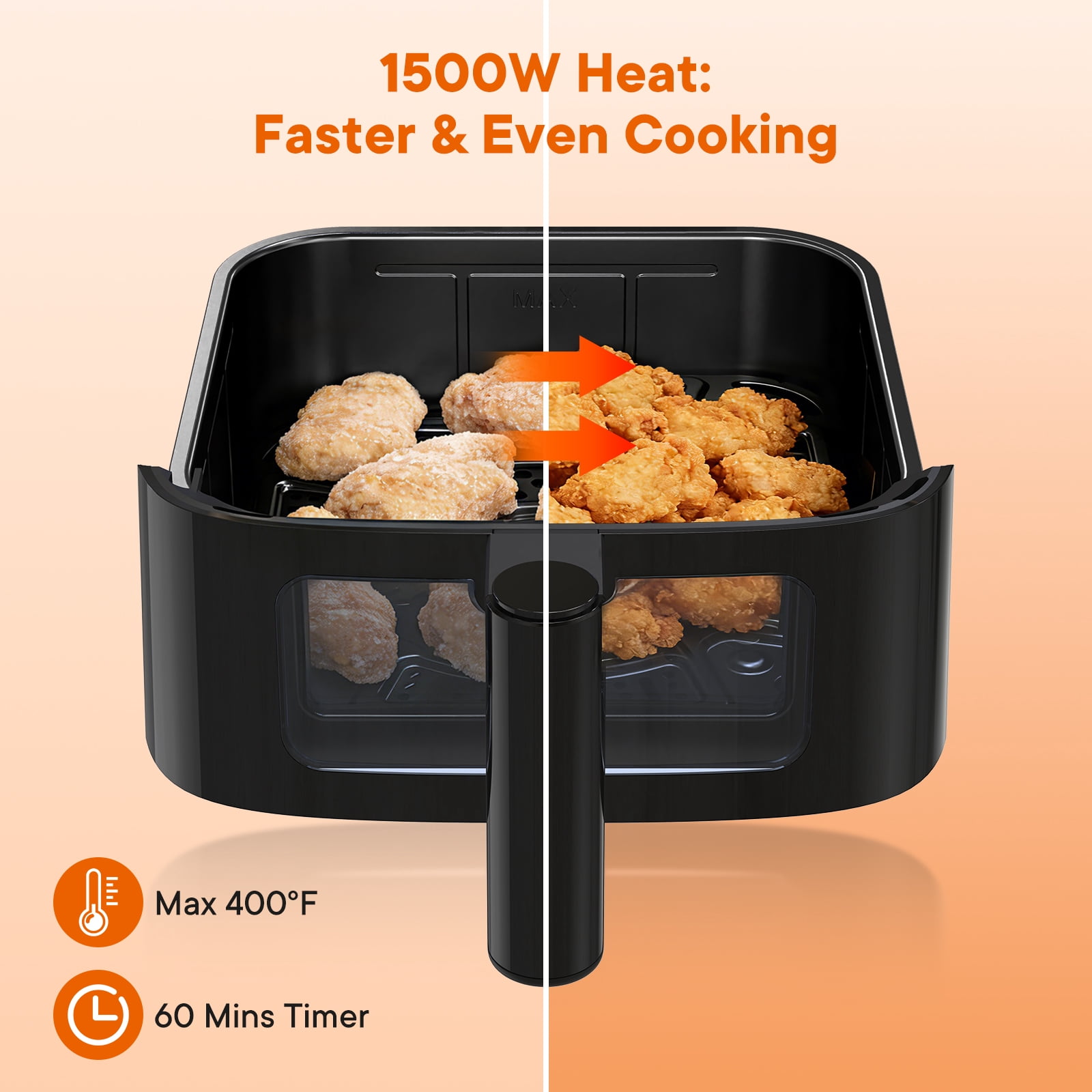 Gianna 4 Qt Compact Air Fryer, 4-in-1 Cooking Functions, Dishwasher-Safe Parts, Black
