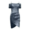 thumbnail image 2 of GDREDA Robe pour Femmes Bordure Européenne et Américaine Printemps Robe Slim à Bretelles Cordon Irrégulier Robe de Soirée 2024 Gris,S, 2 of 5