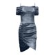 thumbnail image 2 of Gibobby Vestido de fiesta para mujer Vestido de primavera europeo y americano con borde 2022, vestido Irregular con cordón y forro polar ajustado Sexy(Gris,M), 2 of 5