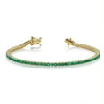 thumbnail image 2 of 3MM Round Cut Green Emerald Single Row Tennis Bracelet 14K Yellow Gold Plated For Women's, 2 of 4