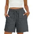 thumbnail image 6 of Axiiglly Plus Size Cotton Shorts for Women Drawstring Elastic Waist Shorts with Pockets Summer Casual Loose Workout Shorts S-3XL, 6 of 9