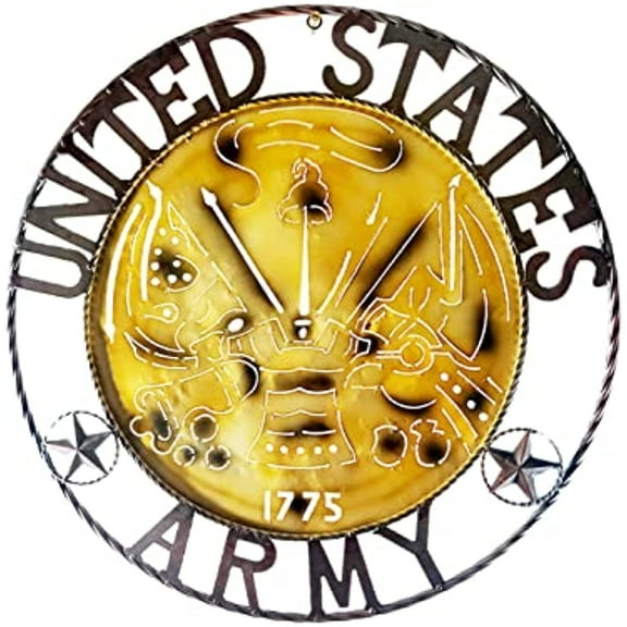 Urbalabs Texas Metal Star 24 Inch Twisted Rope USA United States Army Navy Military Rustic Barn Star Outdoor Wall Decor Barn Star Western Decor Western Stars Wall Decor Lonestar Decor (Army)