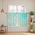 thumbnail image 3 of Aqua Green Tier Curtains, Watercolor Colorful Ombre Abstract Floral Art Light Filtering Kitchen Curtains, 2Pcs Rod Pocket Half Window Treatments Panels for Sink Cafe Cabinet Basement 27.5x45 Inches, 3 of 9