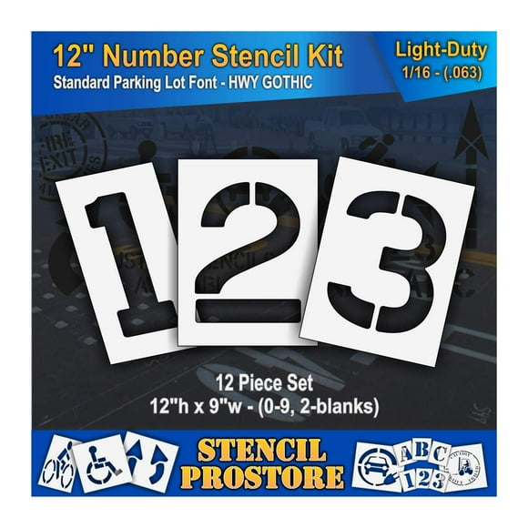 Pavement Pochoirs - KIT de 12 Pouces Ensemble STENCIL - (12 Pcs) - 12 Pouces x 9 Pouces x 1/16 Pouces (63 mil) - Léger