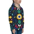 thumbnail image 3 of Fotbe Colorful Mexican Flower Pattern Youth Pullover Hooded Sweatshirt, Boys Hoodie, Kangaroo Pocket Hoodie for Kids Girls -Large, 3 of 6