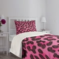 thumbnail image 3 of Ambesonne Teen Room Quilted Bedspread Set 2 Pcs, Vibrant Leopard Skin, Twin Size, Magenta and Black, 3 of 5