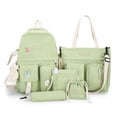 thumbnail image 1 of /set Mochila De Mujer Mochilas Escolares Casuales De Lona Para Vacaciones Verde 5 Piezas, 1 of 8