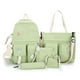thumbnail image 2 of 5pcs/set Mujer Mochila Moda Casual Mochilas Escolares Lona para Vacaciones (Verde), 2 of 8