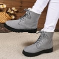 thumbnail image 6 of XIMIN Women's Cute Flat Shoes Lace Up Low Heel High Top Winter Snow Boots Warm Fur Lined Ankle Boots Comfortable Suede Lace Up Booties Outdoor Hiking Booties, 6 of 8