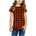 thumbnail image 2 of AJTQTH Tshirts for Kids Summer Lightweight Comfy Clothes Outfits Girls Boys Cute Plaid Pattern Short Sleeve Crewneck Tshirts Tees Shirts Blouses Tops Orange 4-5 Years, 2 of 5