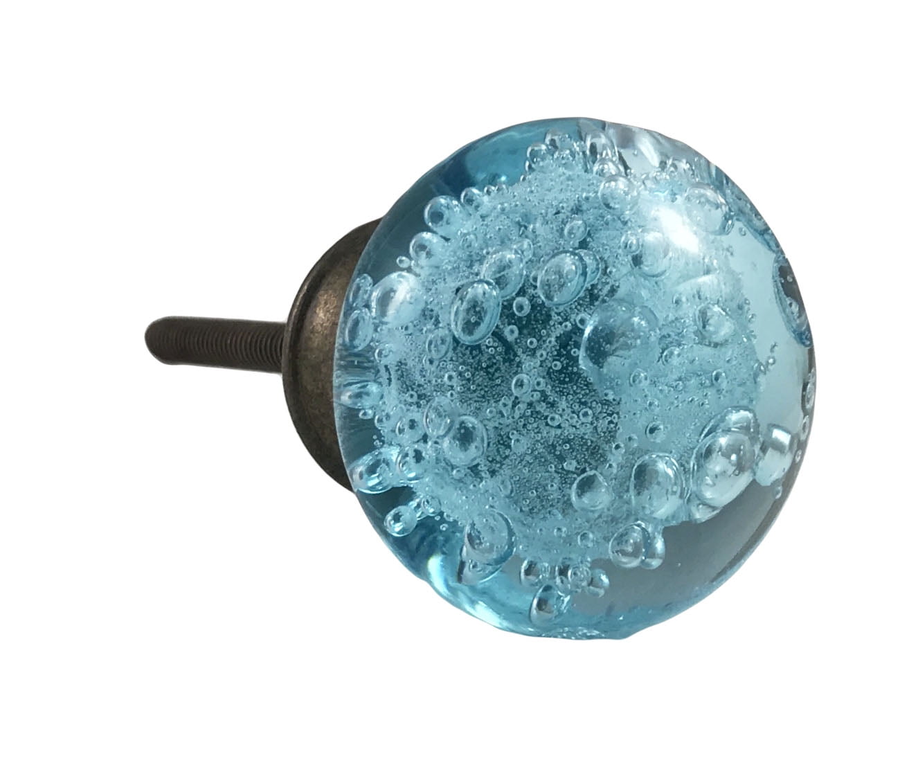 Blue Bubbles Glass Knob, Oil Brushed Hardware