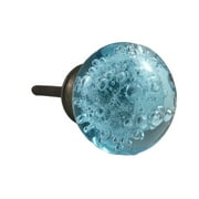 Blue Bubbles Glass Knob, Oil Brushed Hardware