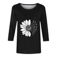 thumbnail image 4 of Lkhaha Tops for Women Casual Crew Neck Floral Print leeve Fashion Workout Clothes Black M, 4 of 5