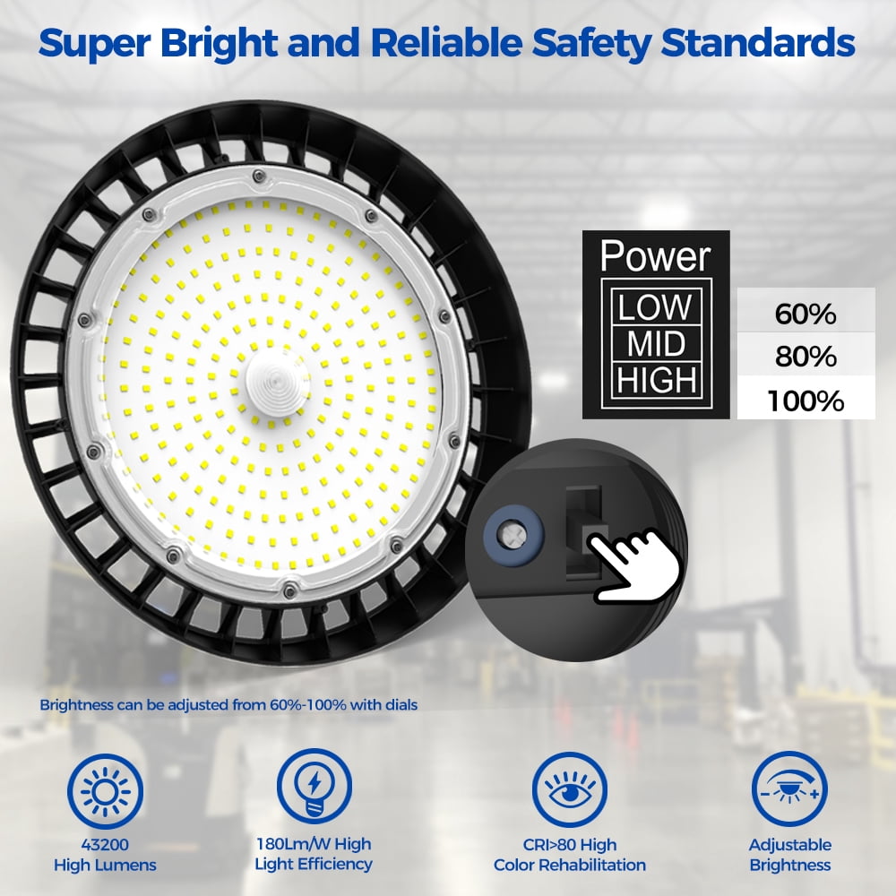 AIKVSXER 11.4 in 6000 K LED Dimmable UFO High Bay Light Fixtures 6 Count