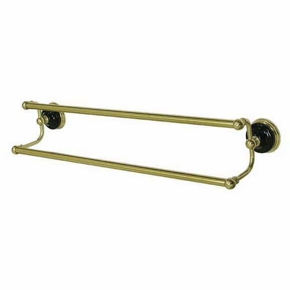 Kingston Brass BA9113PB 24 in. Water Onyx Dual Towel Bar, Polished Brass