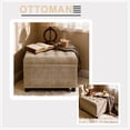 thumbnail image 3 of Tufted Storage Ottoman with Nailhead Trim, Square Footstool with Hidden Storage Compartment, Upholstered Coffee Table for Living Room, Bedroom, Camel, 3 of 4
