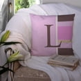 thumbnail image 3 of Carolines Treasures CJ1005-LPW1414 Letter L Initial Monogram - Pink Stripes Decorative   Canvas Fabric Pillow 14Hx14W, 3 of 4