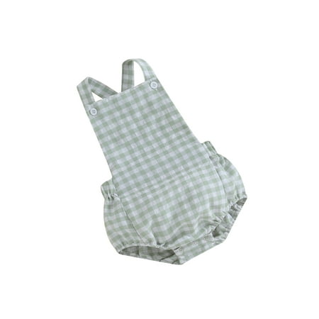 

FEORJGP Toddler Girls Summer Casual Romper Infant Baby Sleeveless Jumpsuit Plaid Pattern Print Overalls Elastic Waist Bodysuit Cute Casual Daily Outfits
