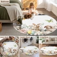 thumbnail image 5 of Round Area Rug 3.3 Ft, Easter Bunny Washable Non-Slip Circle Carpet for Living Room/Bedroom, Spring Botanical Flowers Flowers Eggs Check Low-Profile Small Kitchen Mats Collection Rugs for Indoor, 5 of 8