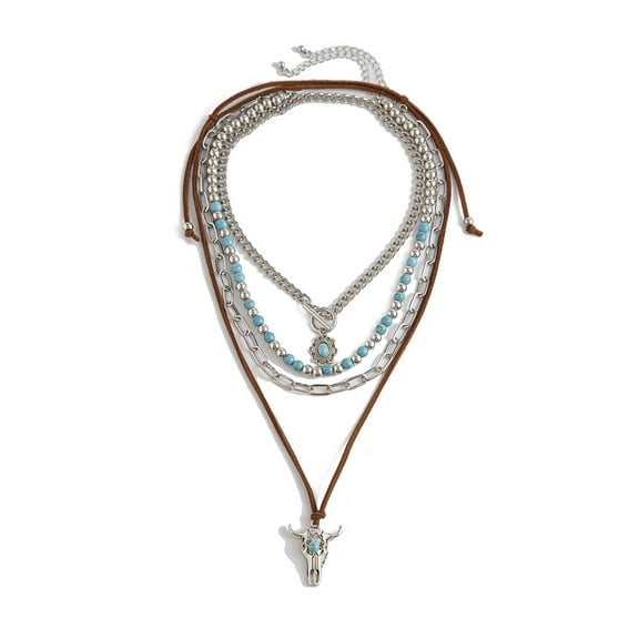 DESIGNICE Layered Necklaces for Women,Bold Tiered Aesthetic Long Necklaces for Women,Elegant Chain Texture Necklaces for Women,Green2