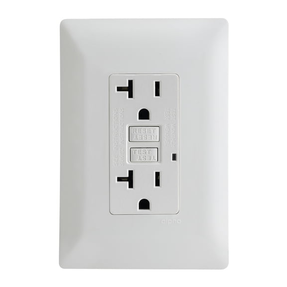 Estevez Contacto dúplex GFCI con placa Blanco con placa, Nueva