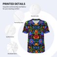 thumbnail image 3 of Hirioo Colorful Floral for Men's Baseball T-shirt Shirts Short Sleeve Casual Summer Button Stretch T Shirts,Size S-4XL-4X-Large, 3 of 7