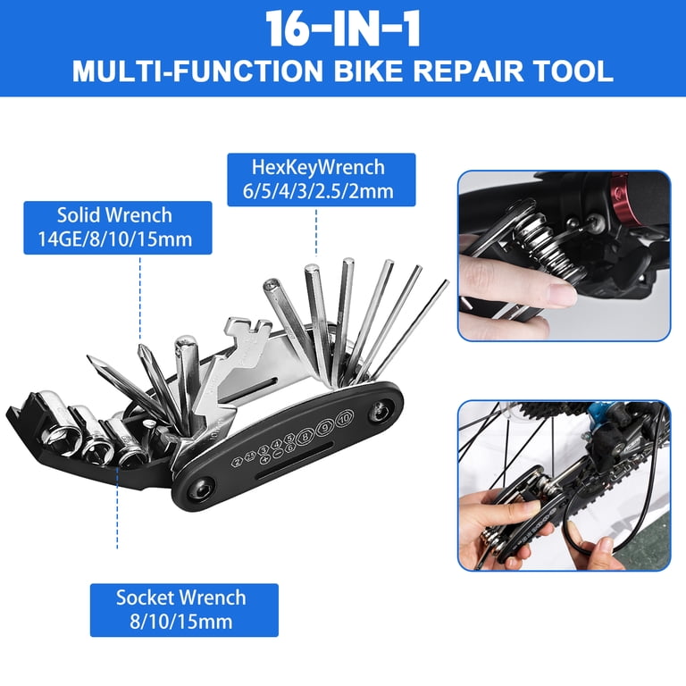 Fohil 16-in-1 Bike Repair Kit with Pump and Tail Bag photo 3