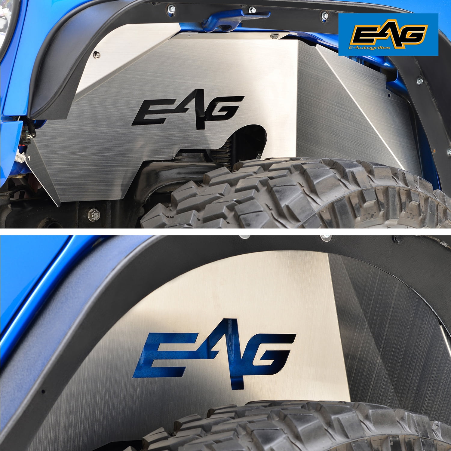 EAG 07-18 Jeep Wrangler JK Front and Rear Inner Fender Liner Aluminum -  