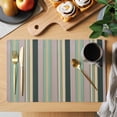 thumbnail image 2 of Green Yellow Striped Placemats Set of 4 Modern Stripes Art Farmhouse Place Mats Indoor Wipeable Table Mats Washable Cloth Dining Table Placemats for Kitchen Holiday Party Home Decor 13x19 Inch, 2 of 9