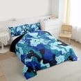 thumbnail image 3 of Homewish Vintage Camouflage Queen Comforter Set,Watercolor Splatter Ink Bedding Sets,Blue Cayn Black Bedding Comforter Set For Boys Teens,Ultra Soft Home Decor Reversible,3pcs, 3 of 8