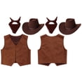 thumbnail image 3 of iiniim Kids Western Cowboy Open Front Vest with Bandanna Hat Carnival Party Fancy Dress Up Brown 14, 3 of 7