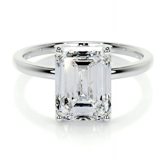 Blue Jewel White Gold Over 14K Silver Diamond Ring - Radiant Cut Excellent 2.1 Ct Diamond Ring For Women's - Solitaire Diamond Rings - Solo Stone Diamond Ring for Her - Simple Diamond Ring for Ring