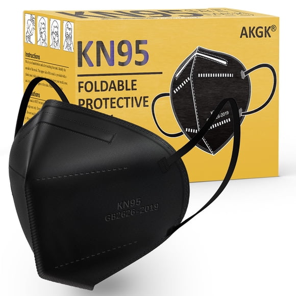 Mascarilla akgk KN95, 50 unidades, protección transpirable, color negro