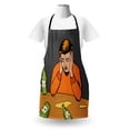 thumbnail image 3 of Comic Apron, Alcohol Themed Illustration with Drunk Man and Empty Bottles in Cartoon Design, Unisex Kitchen Bib with Adjustable Neck for Cooking Gardening, Adult Size, Multicolor, by Ambesonne, 3 of 4