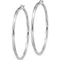 thumbnail image 2 of Sterling Silver Rhodium-Plated 3X65mmtwisted Hoop Earrings (67 X 65) Made In Mexico qe4592, 2 of 5