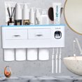 thumbnail image 1 of Wall Mounted Toothbrush Holder for Bathroom, Automatic Toothpaste Dispenser Kit with Magnetic Cups Kids & Family Set Toothbrush Holders, Storage Rack & Easy Install, Durable Space-Saving,Blue, 1 of 7