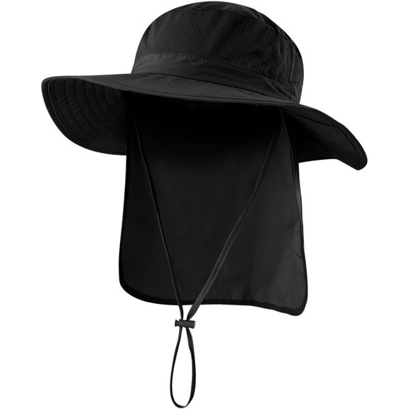Home Prefer Outdoor UPF50  Mesh Sun Hat Wide Brim Fishing Hat with Neck Flap Sun Hat for Men Women