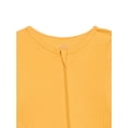 thumbnail image 3 of Wonder Nation Baby Boy or Girl Zip Front Footed Sleep and Play Pajamas, Saffron Gold, Preemieie 6 to 9 Months, 3 of 3