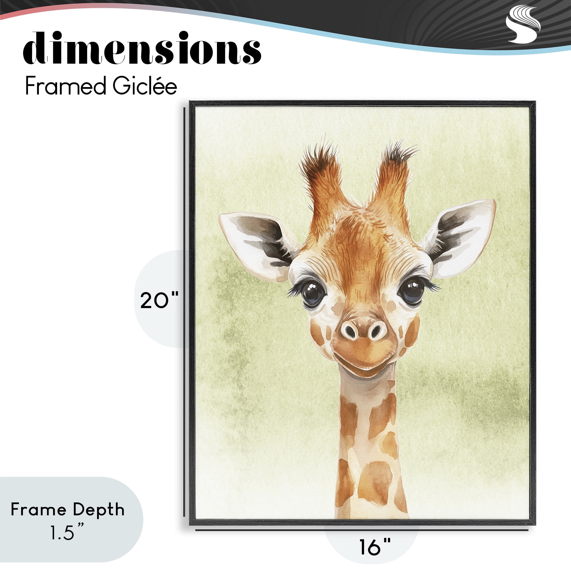 Stupell Industries Jungle Friends Baby Giraffe Black Framed Giclee Art, design by Christine Simpson Art