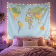 thumbnail image 2 of Pastel World Map with Light Blue Ocean Background and Grid Lines, Calming Watercolor for Geography Lovers, Educational Wall Art, Housewarming Gift Tapestry Wall Hanging for Dorm and Office, 2 of 7