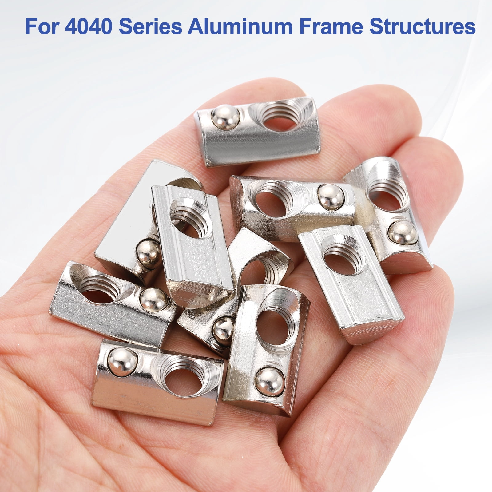 M8 Half Round Roll in Spring T Nuts 4040 Series Carbon Steel T Slot Spring Nuts Silver, 50 Pcs