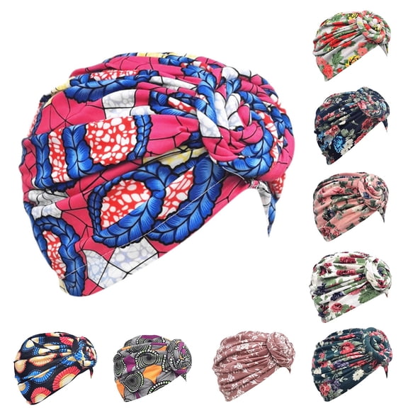 Black Babalet Stretch Turban Hats for Women Nylon,Spandex Soft Pre Tied Knot Chemo Turban Head Wraps for Women Sleep Hats One Size