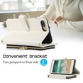 thumbnail image 5 of Feishell for iPhone 8 Plus/7 Plus Crossbody Zipper Wallet Case,for Women Men,Premium PU Leather Shockproof Magnetic Clasp Credit Card Slots Kickstand Phone Case with Shoulder & Wrist Strap,White, 5 of 12